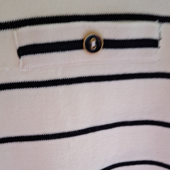 August Silk Black and White Striped Long Sleeve Button Back Top - Picture 6 of 14